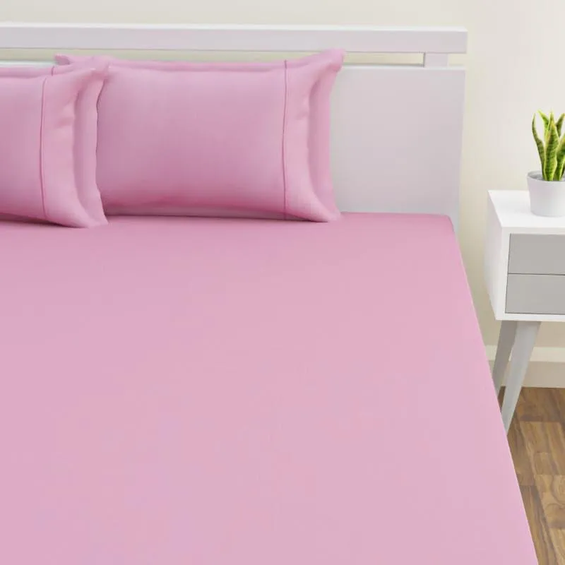 Yana Solid Cotton Bedsheet (Light Pink) - 300 TC media 3