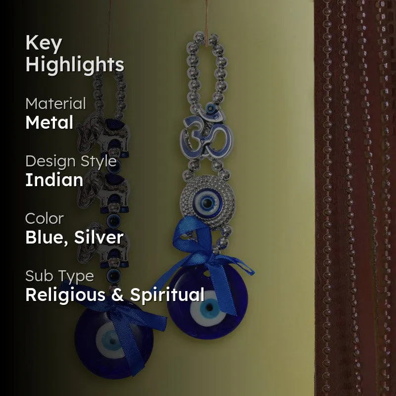 Om & Elephant Evil Eye Metal Wall Accent - Set Of Two media 2