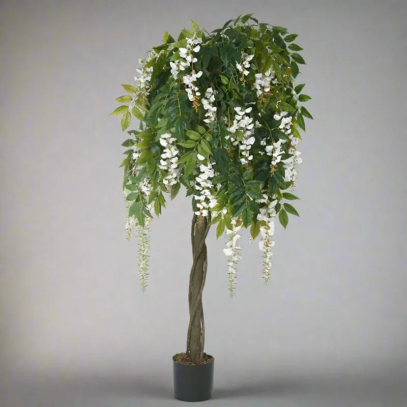 Faux Realtouch White Wisteria Tree With Black Plastic Pot - 5.9 Feet media 3