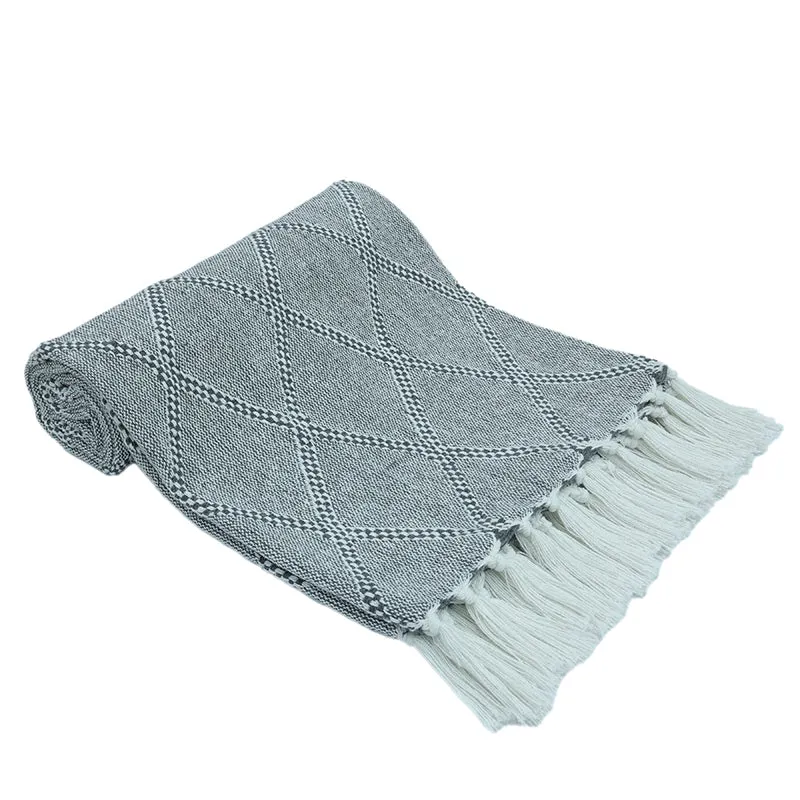 Aidra Geometric Cotton Throw - Grey media 3