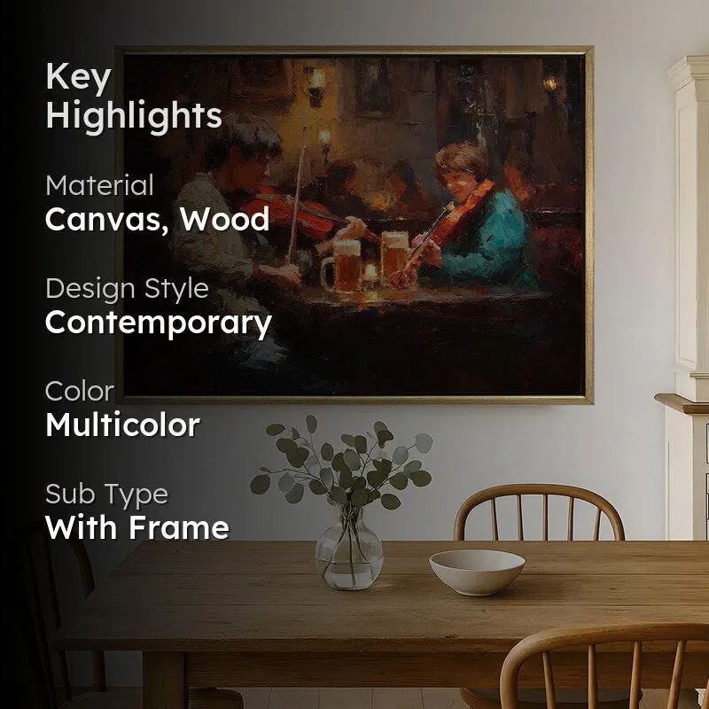 Fiddle Night Canvas Wall Painting With Frame media 2