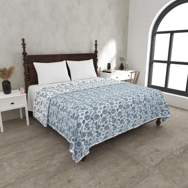Miksha Floral Printed Blue Cotton Dohar media 3