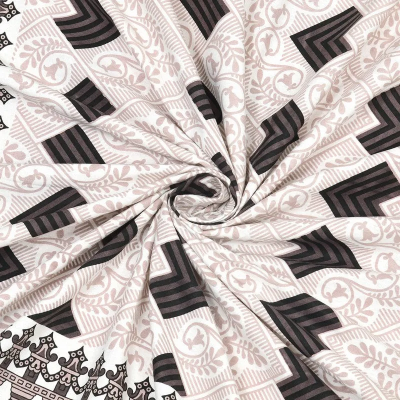 Weaveet Cotton Bedsheet (Off White,Brown) - 240 TC media 5