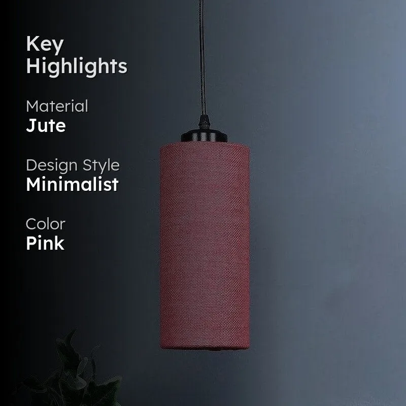 Solid Squad Jute Ceiling Lamp - Pink media 2