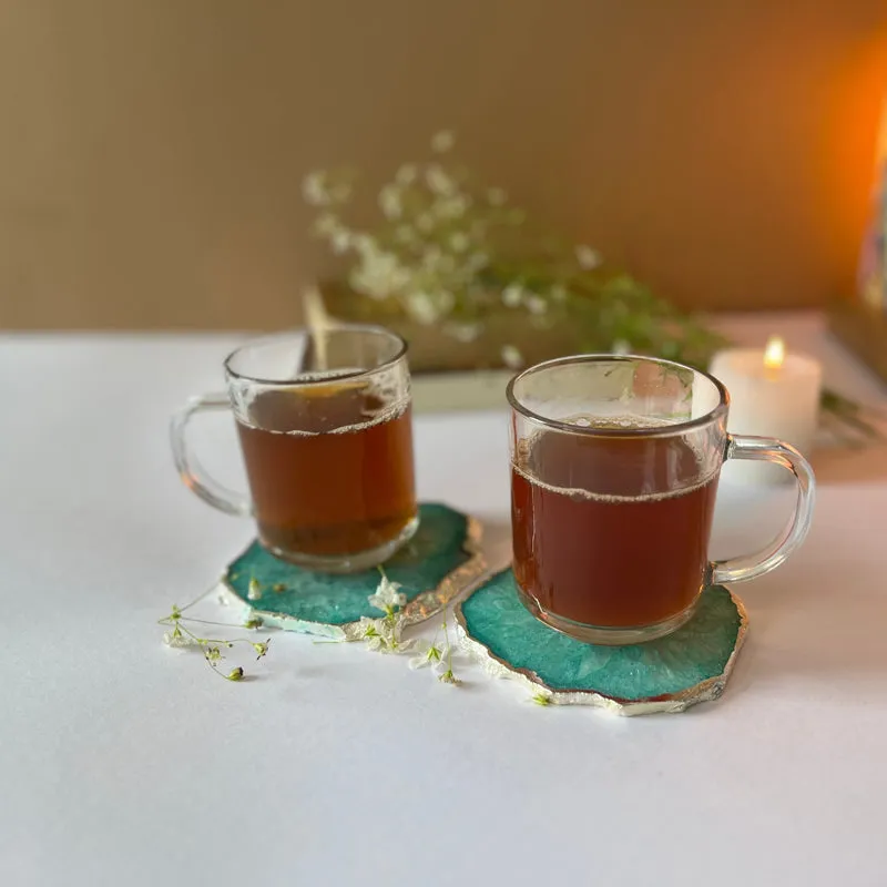 Byrona Handcrafted Crystal Agate Coaster (Green) - Set Of Two media 4