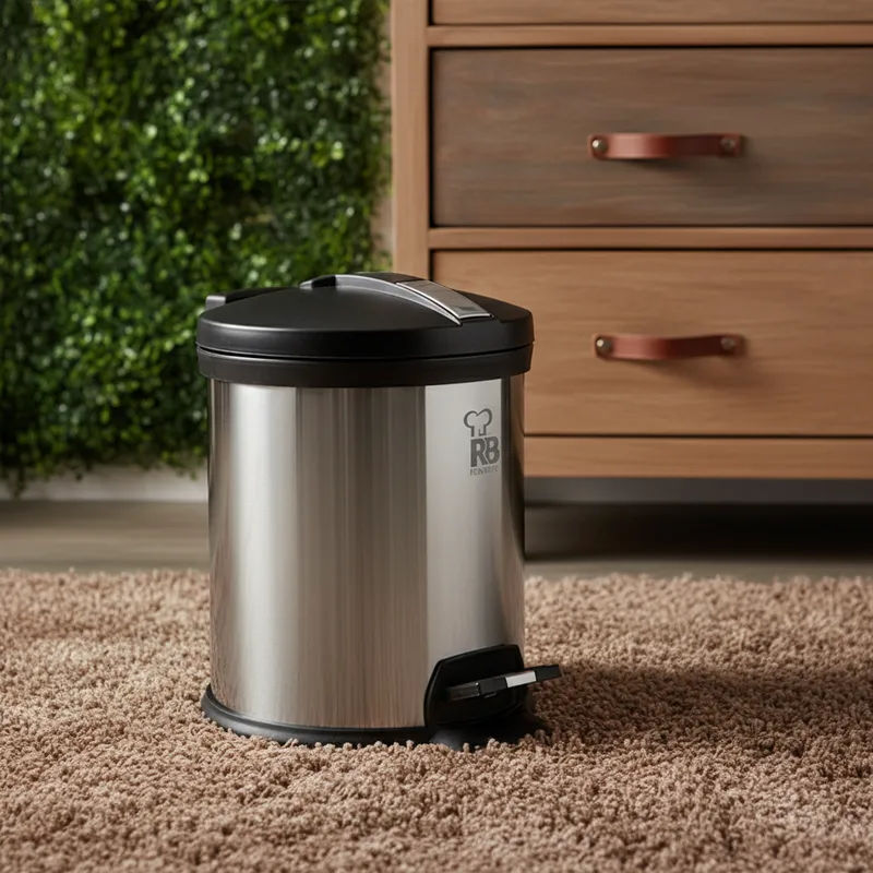Bergner Silver Step Stainless Steel Pedal Dust Bin - 5000 mL media 1