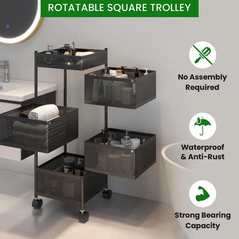 Sleek Black Metal Swing Out Basket Rack media 5