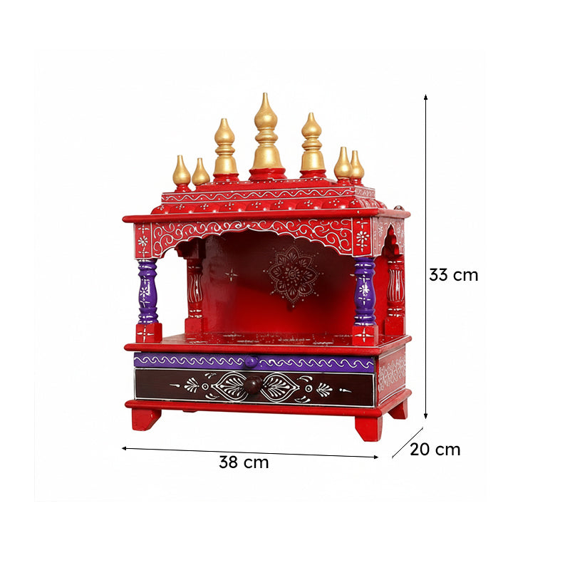 Shrinaya Wooden Mandir - Red & Purple media 7
