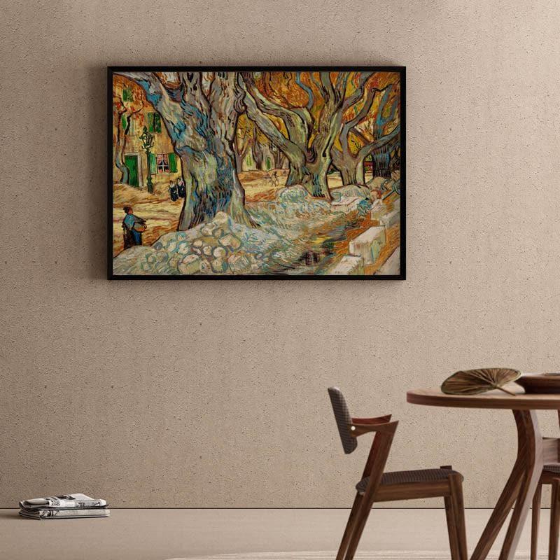 The Large Plane Trees By Vincent Van Gogh - Black Frame