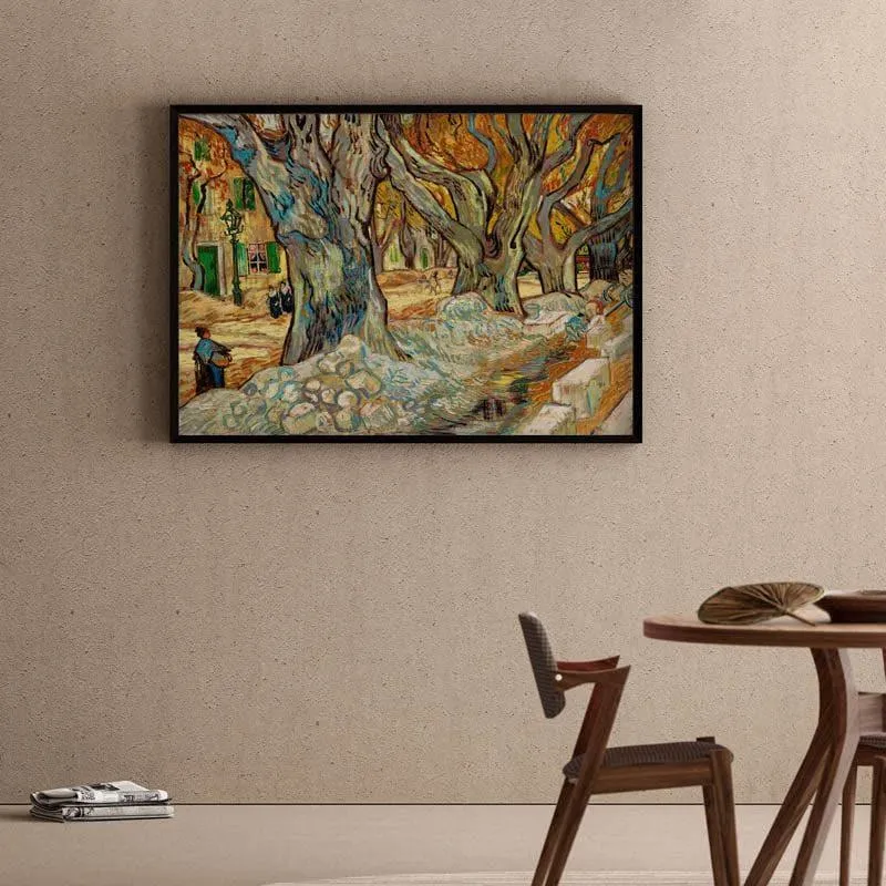 The Large Plane Trees By Vincent Van Gogh - Black Frame media 1