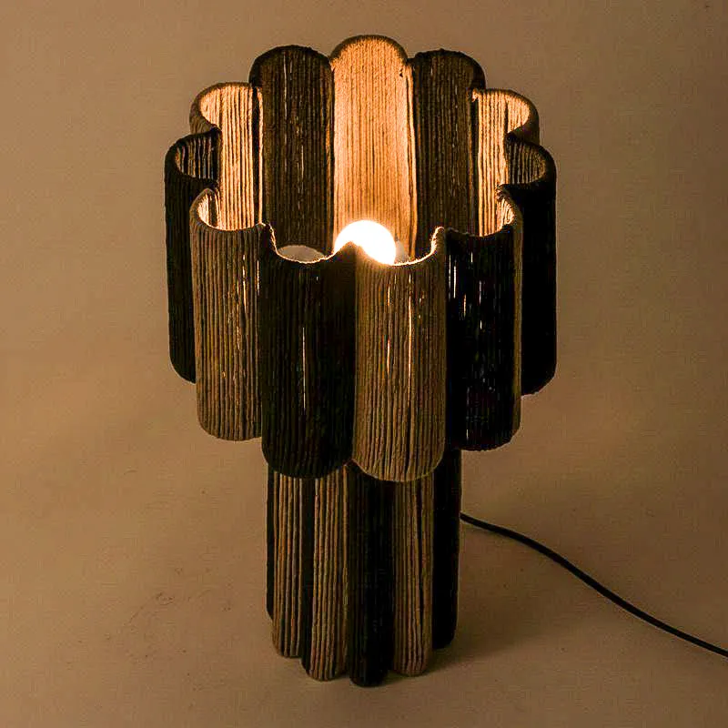 Orange Tree Kenji Mild Steel Table Lamp - Grey,Beige media 1