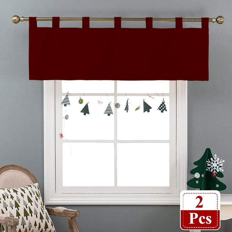 Tab Tale Flat Curtain Valance (Burgundy) - Set Of Two media 6