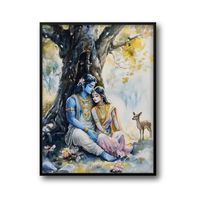 Janaki Rama Spiritual Archival Paper Wall Painting With Frame - Black media 5