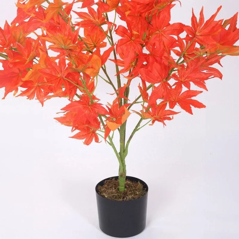 Faux Realtouch Japanese Maple Tree With Black Plastic Pot - 2.6 Feet media 7