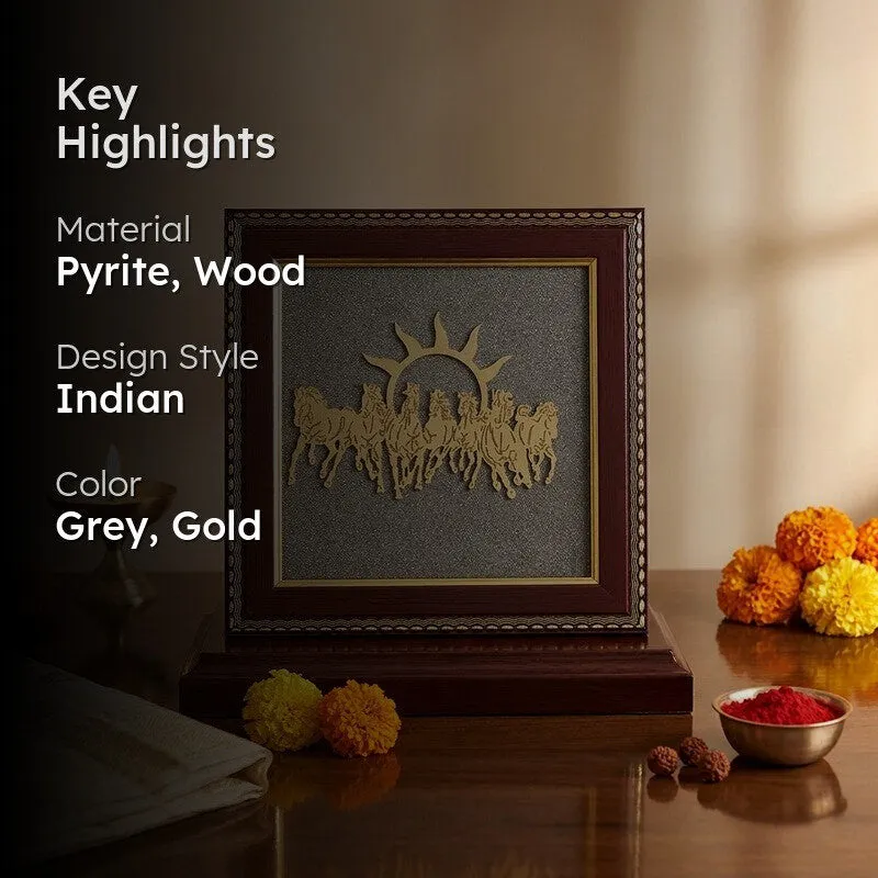 Suriya Dev On Golden Seven Horses Chariot Wall Art media 2