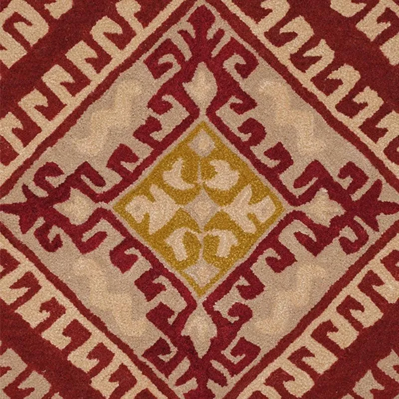 Loreth Hand Tufted Ethnic Wool & Nylon Carpet - Maroon media 3