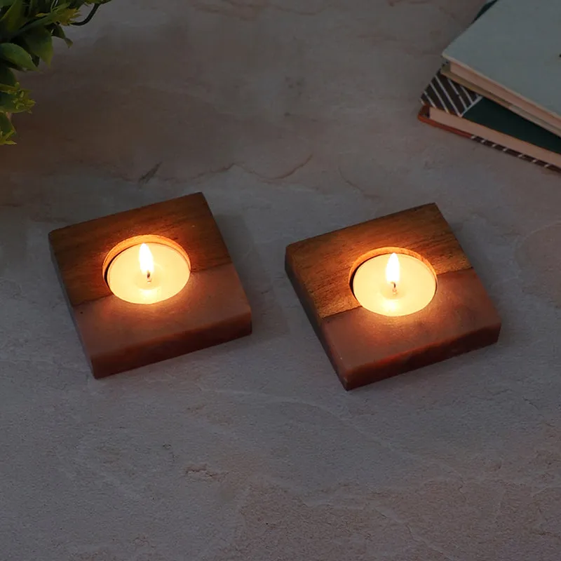 Resin Root Tea Light Holder (Pink) - Set Of Two media 7