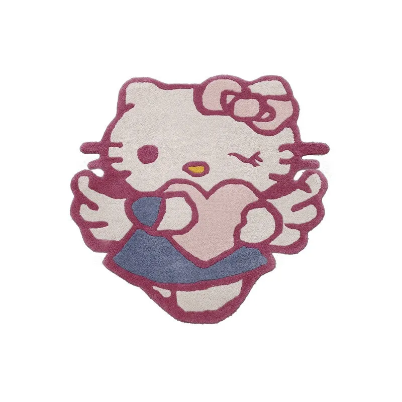 Hello Kitty Wool Carpet - White,Pink media 1