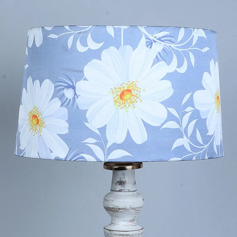 Daisy Blooms Totem Printed Mango Wood Floor Lamp - White media 5