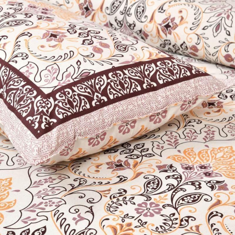 Mughal Jaali Printed Cotton Bedsheet (Purple,Beige) - 120 TC media 5