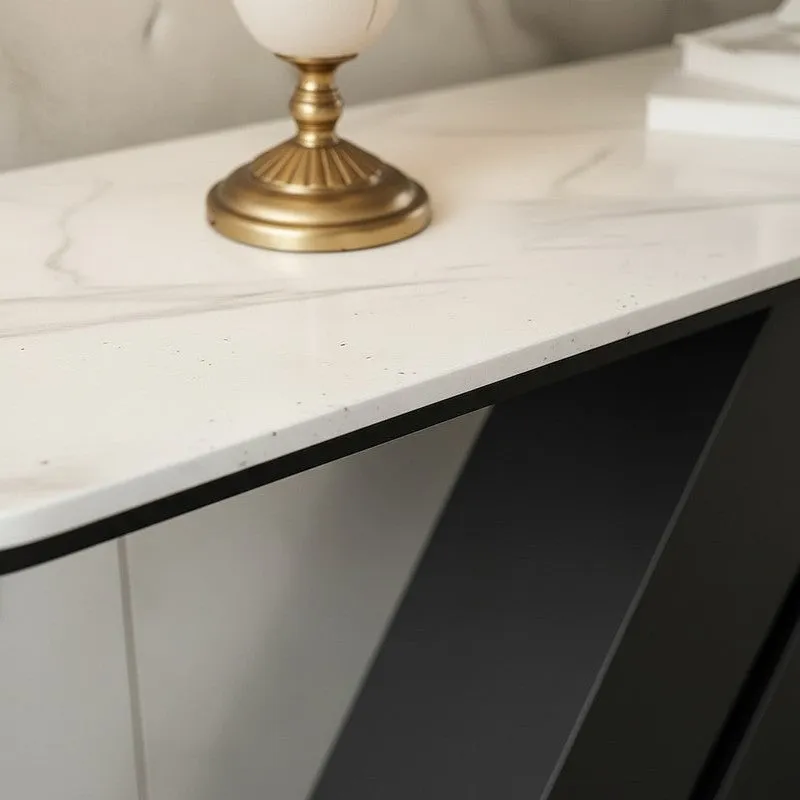 Elegant Metal Console Table with Marble Top (Black) - Small media 3