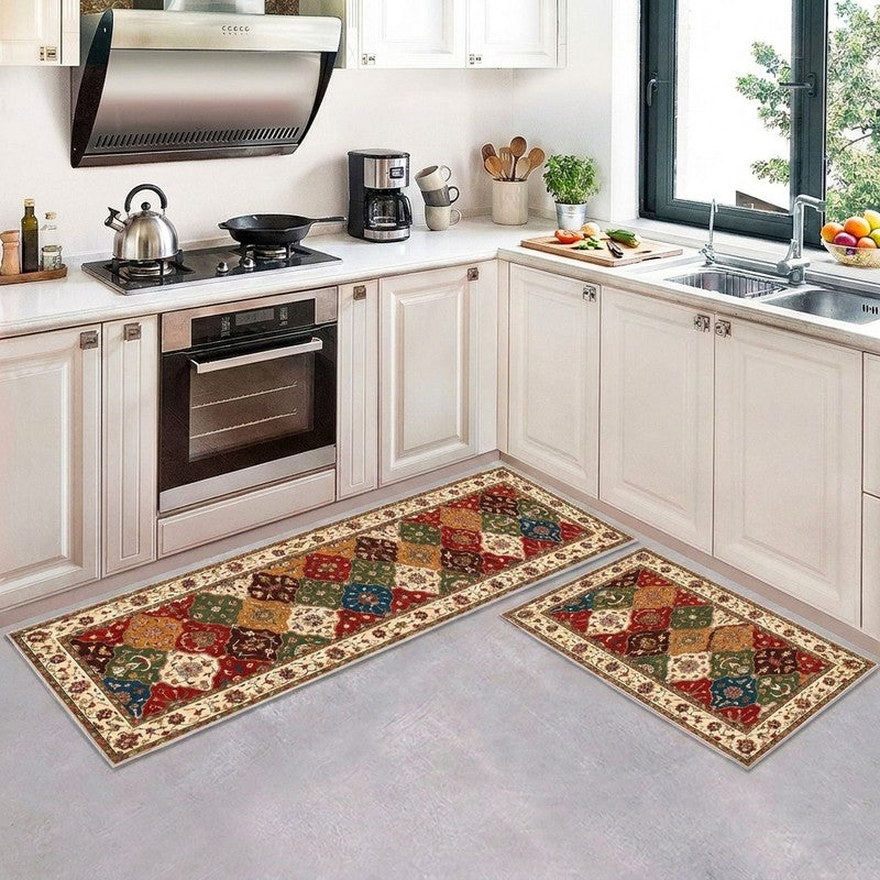 Comfort Step Glace Cotton/Microfiber Kitchen Mats - Set of Two