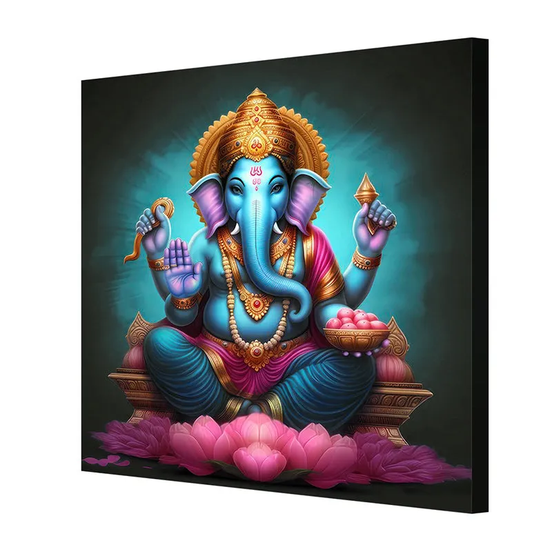 Lord Ganesha Poly Canvas Wall Painting media 6