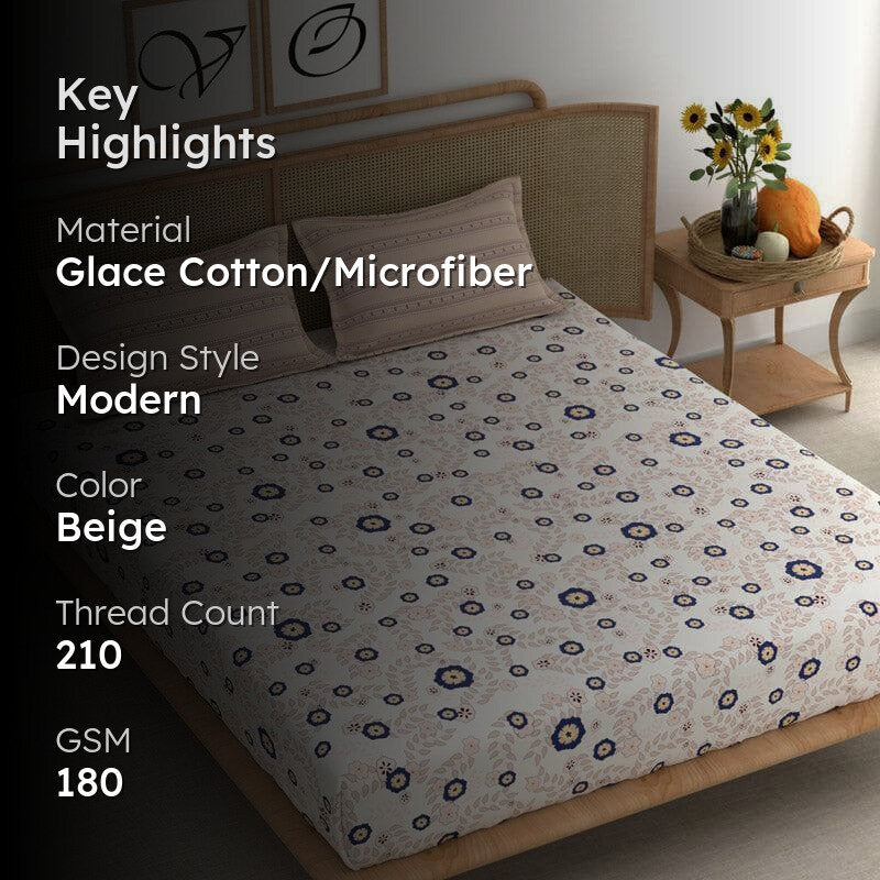 Cornea Floral Microfiber Bedsheet - 180 GSM media 2