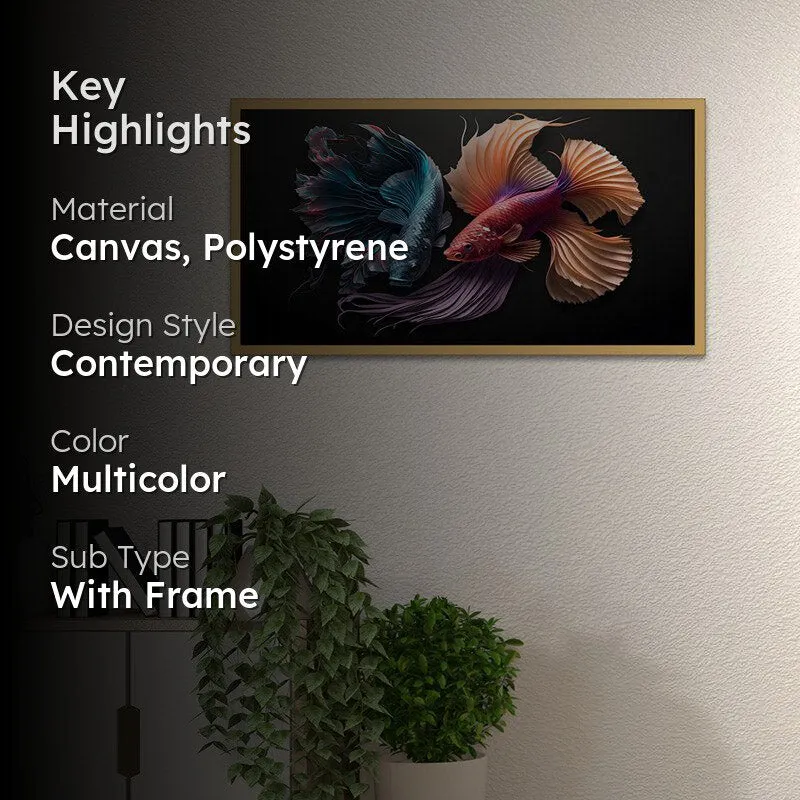 Chroma Fins Wall Painting With Frame media 2