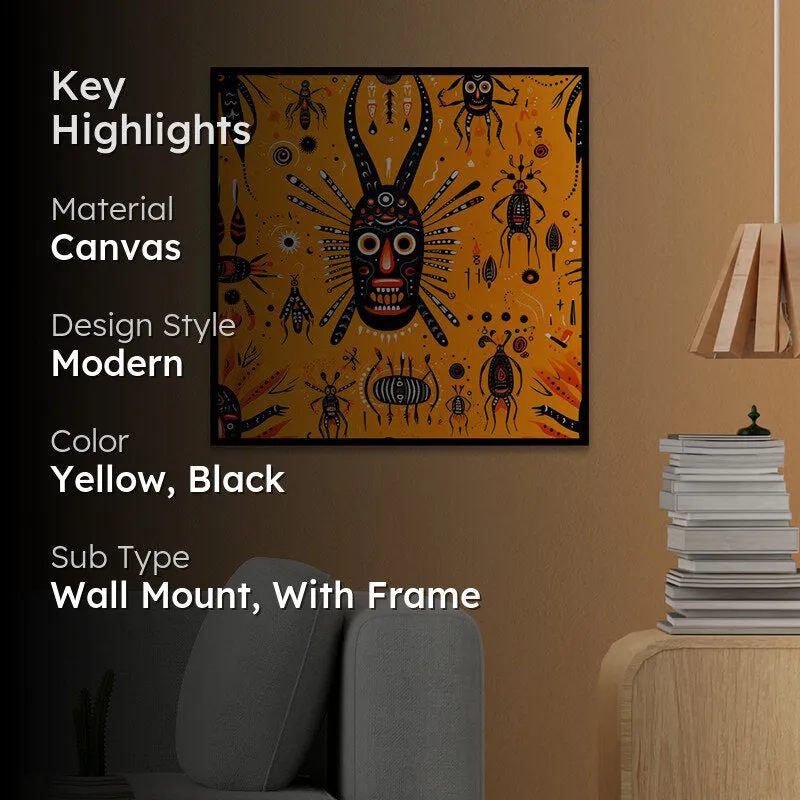 Tribal Masks Canvas Wall Art With Frame media 2