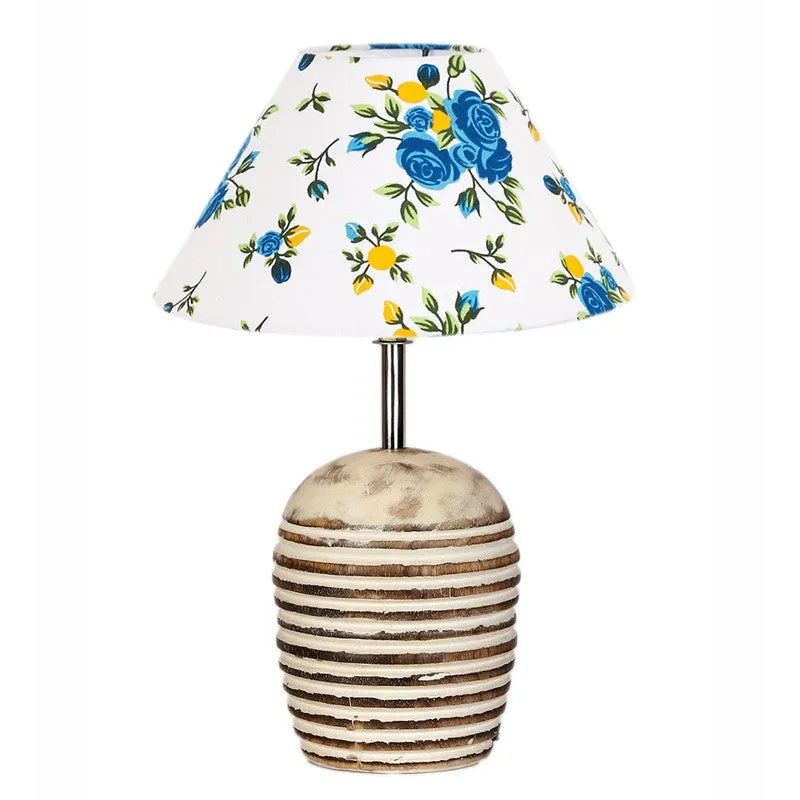 Lurixa Cotton Table Lamp With Wooden Base - Multicolor media 5