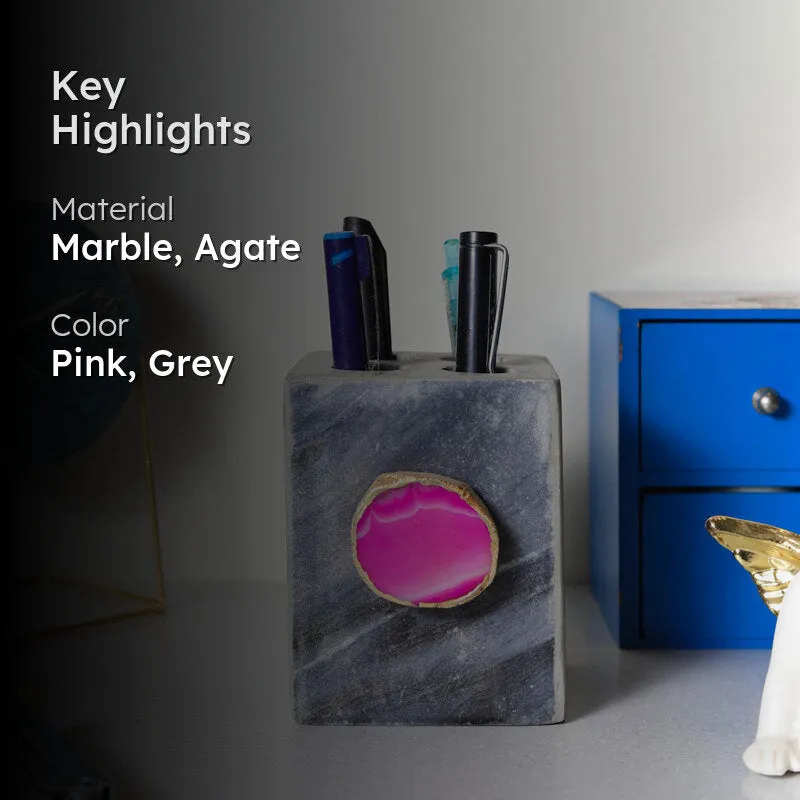Neiro Marble & Agate Stationary Holder - Pink media 2