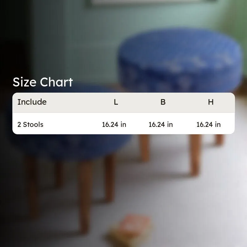 Ovaro Sheesham Wooden Stools (Blue) - Set Of Two media 11