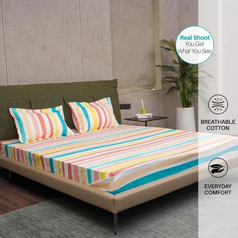 Urban Space Multi-Colour Stripes Cotton Bedsheet (Pastel)(200) - 200 TC media 9