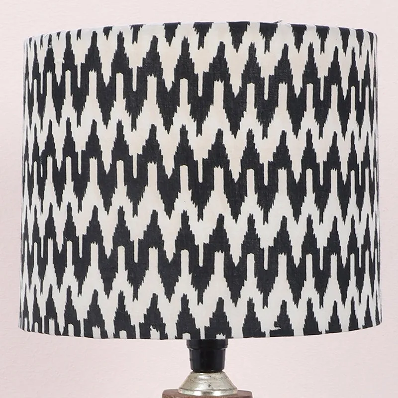 Chevronic Hewn Printed Mango Wood Table Lamp - Black,White media 3