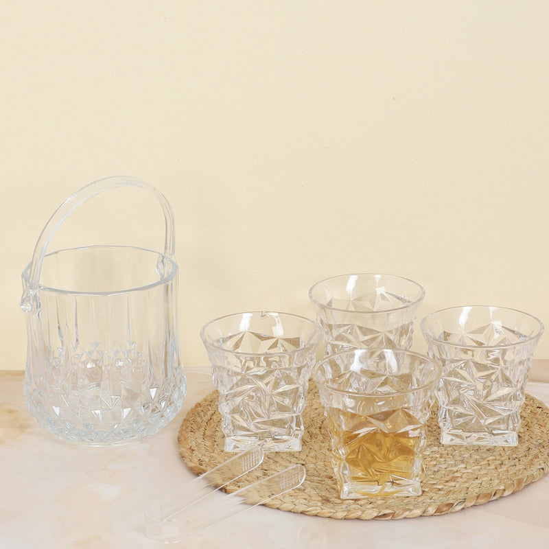 Emerie 1000 ML Ice Bucket With 250 ML Glass And Tong - Six Piece Set media 5