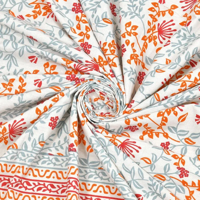 Aurava Cotton Bedsheet (Orange,Blue) - 240 TC media 5
