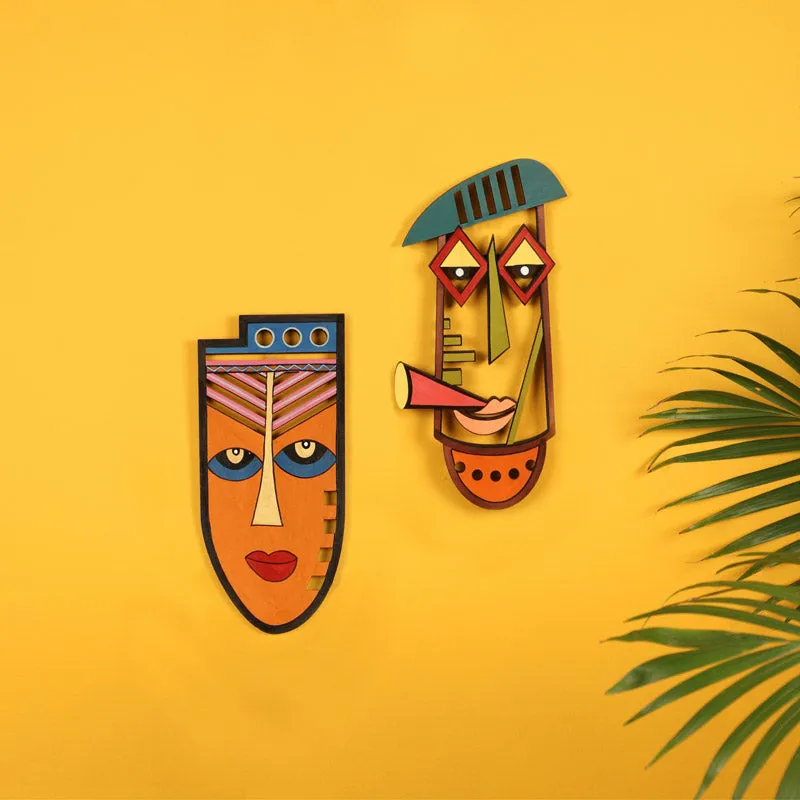 Rabecca Mask Wooden Wall Accent - Set of Two media 1