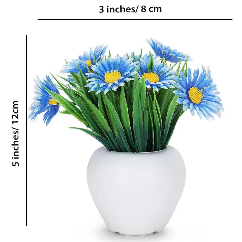 Faux Daisy Love Plant With Black Plastic Pot - Set Of Three media 6