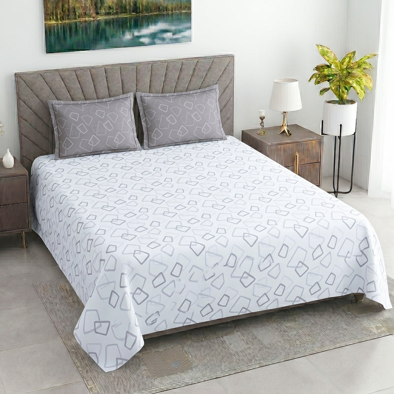 Geometry Loop Printed Cotton Bedsheet - 400 TC - King