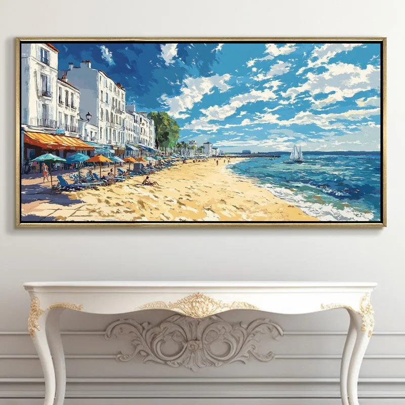 Cerulean Canvas Wall Painting With Frame media 5