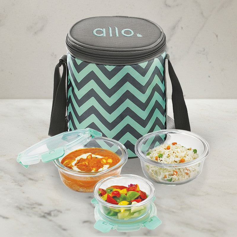 Crunex Leak Proof Glass Lunch Box with Bag- Set of Three media 4