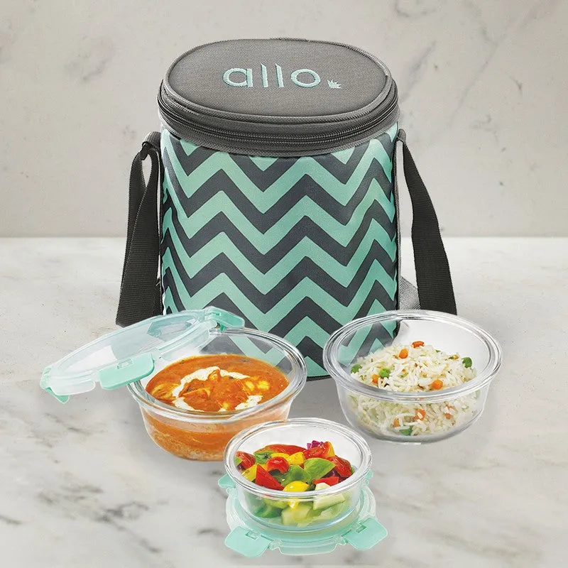 Crunex Leak Proof Glass Lunch Box with Bag- Set of Three media 4