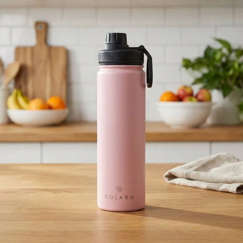Solara Insulated Stainless Steel Bottle (650 mL) - Pink & Black media 1