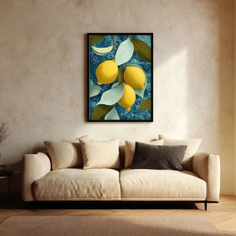 Citrus Burst Canvas Wall Painting - Black Frame media 1