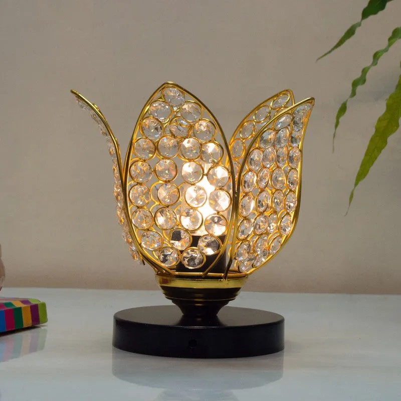 Floral Culture Metal Table Lamp - Gold,Black media 5