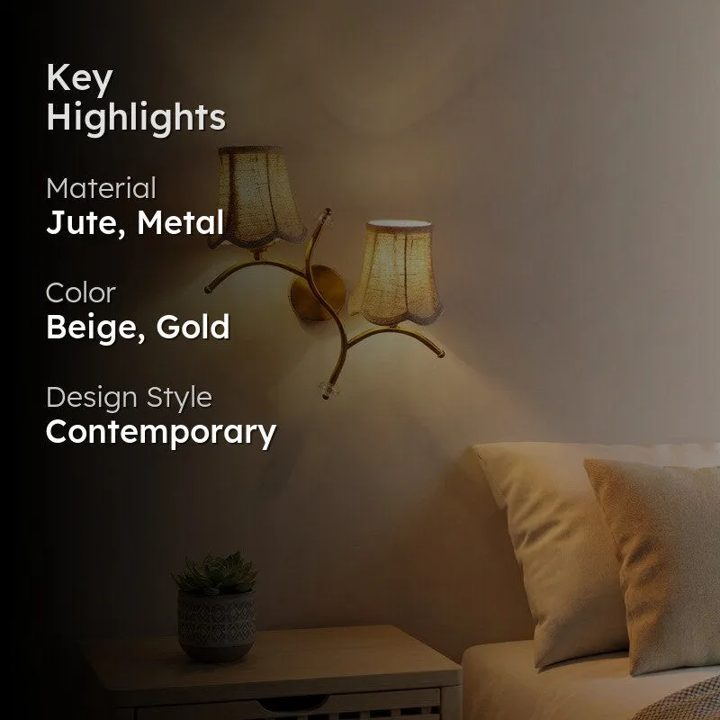 Aurelume Dual Jute Wall Lamp - Beige media 2
