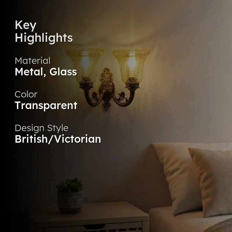 Crystal Flare Antique Base Glass Wall Lamp media 2