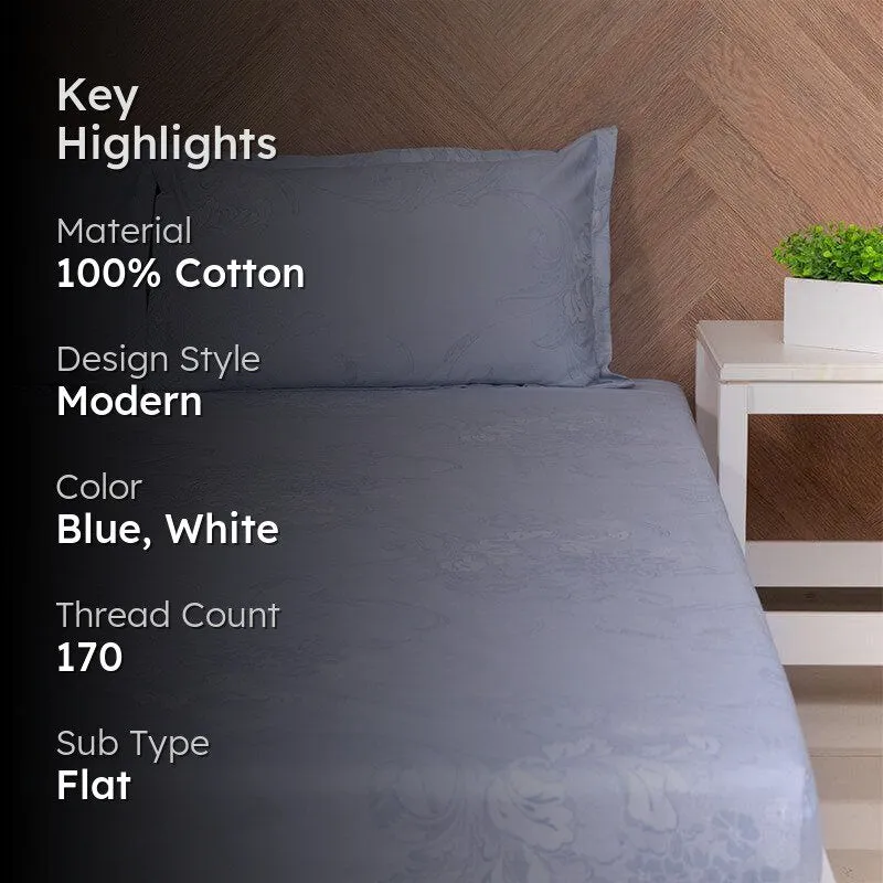 Aaavar Printed Reversible Cotton Bedsheet (Blue,White) - 170 TC media 2