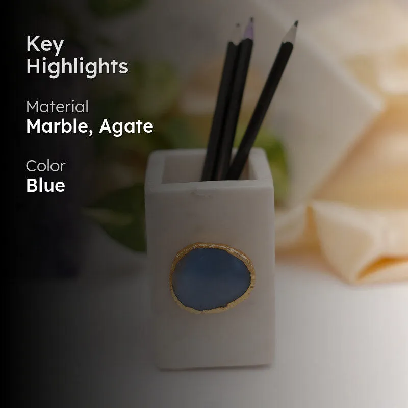 Kade Marble Agate Stationary Holder - Blue media 2